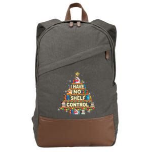 I Have No Shelf Control Christmas Tree Book Lover Librarian Gift Cotton Canvas Backpack