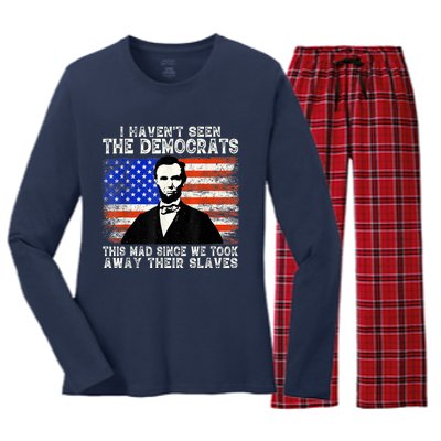 I Have Not Seen The Democrats This Mad Since We Took Away Their Slaves Women's Long Sleeve Flannel Pajama Set 