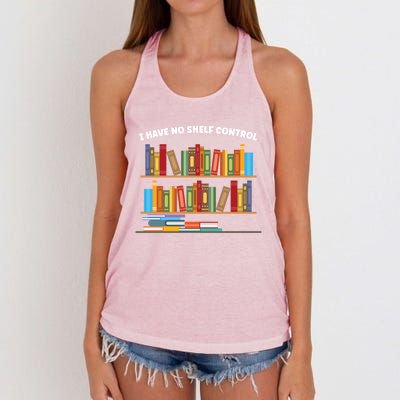 I Have No Shelf Control Librarian Funny Gift Women's Knotted Racerback Tank