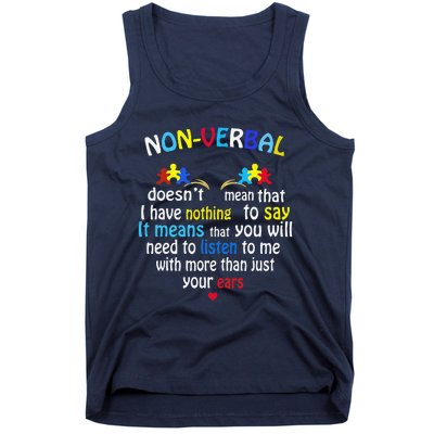 I Have NONVERBAL Autism Awareness Puzzle Piece Tank Top