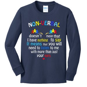 I Have NONVERBAL Autism Awareness Puzzle Piece Kids Long Sleeve Shirt