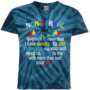 I Have NONVERBAL Autism Awareness Puzzle Piece Kids Tie-Dye T-Shirt