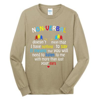 I Have NONVERBAL Autism Awareness Puzzle Piece Tall Long Sleeve T-Shirt