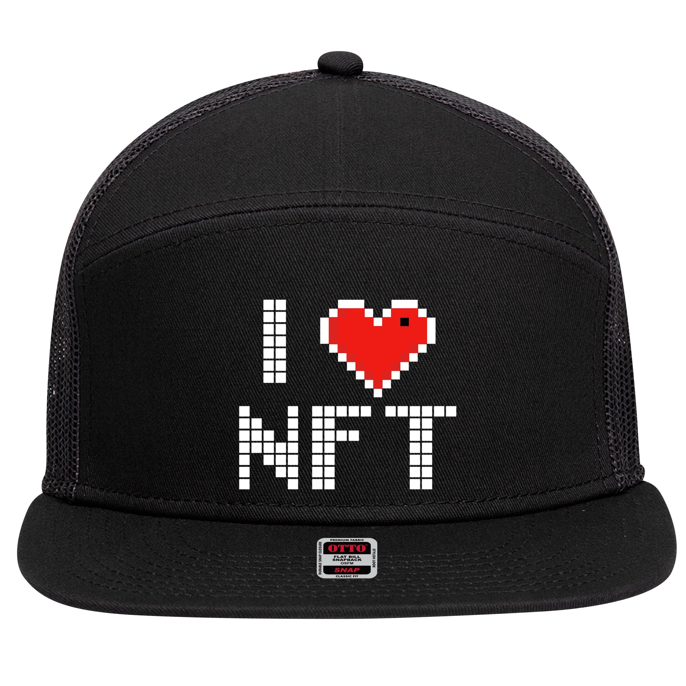 I Heart NFT Pixel 7 Panel Mesh Trucker Snapback Hat