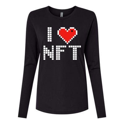 I Heart NFT Pixel Womens Cotton Relaxed Long Sleeve T-Shirt