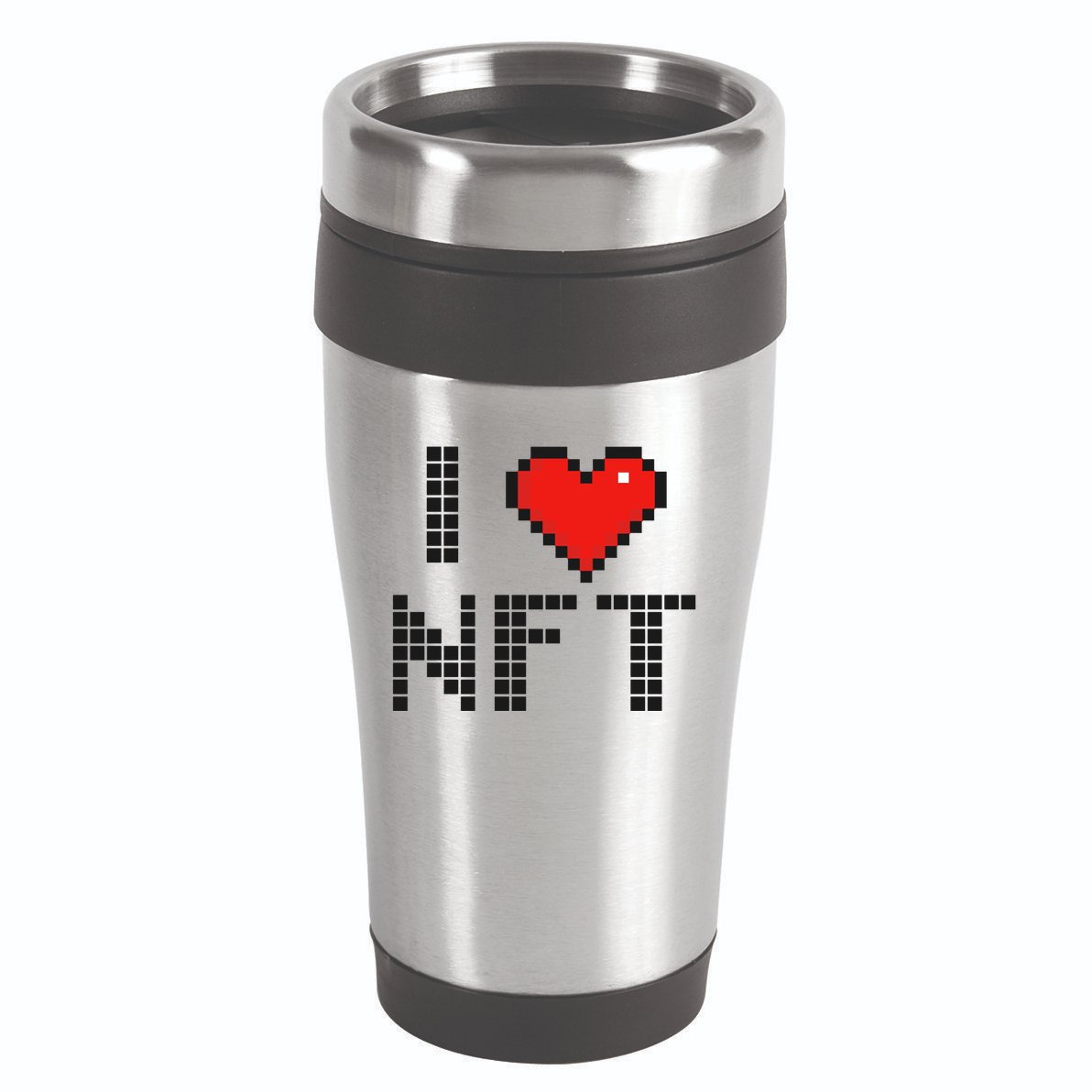 I Heart NFT Pixel 16oz Travel Tumbler