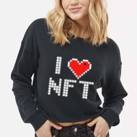 I Heart NFT Pixel Cropped Pullover Crew