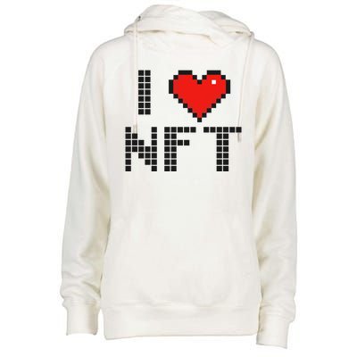 I Heart NFT Pixel Womens Funnel Neck Pullover Hood