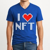 I Heart NFT Pixel V-Neck T-Shirt