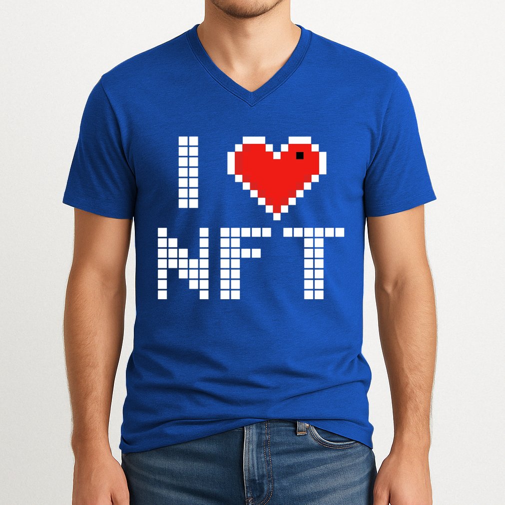 I Heart NFT Pixel V-Neck T-Shirt