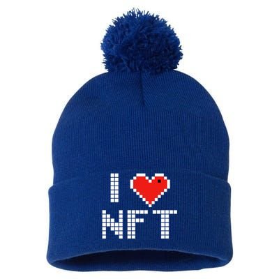 I Heart NFT Pixel Pom Pom 12in Knit Beanie