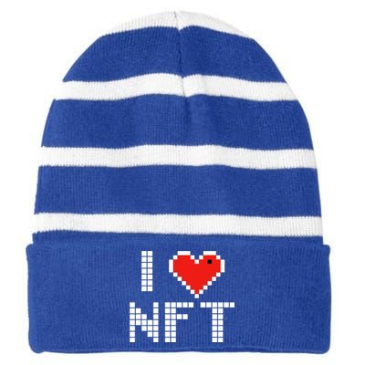 I Heart NFT Pixel Striped Beanie with Solid Band