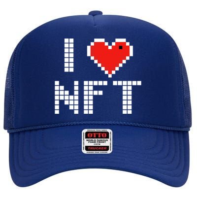 I Heart NFT Pixel High Crown Mesh Back Trucker Hat