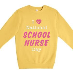 I Heart National School Nurse Day Great Gift Great Gift Premium Crewneck Sweatshirt