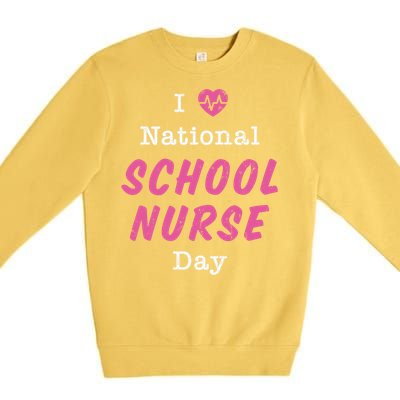 I Heart National School Nurse Day Great Gift Great Gift Premium Crewneck Sweatshirt