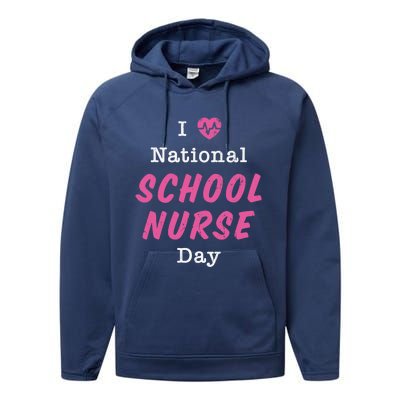 I Heart National School Nurse Day Great Gift Great Gift Performance Fleece Hoodie