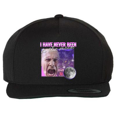 I Have Never Been To The Moon Dank Meme Cursed Funny Cringe Wool Snapback Cap