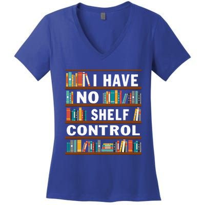 I Have No Shelf Control Funny Library Reading Lovers Women's V-Neck T-Shirt