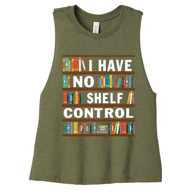 I Have No Shelf Control Funny Library Reading Lovers Women's Racerback Cropped Tank