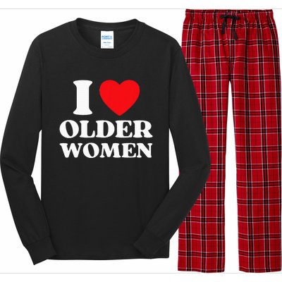 I Heart Older Women Red Heart I Love Older Women Funny Long Sleeve Pajama Set