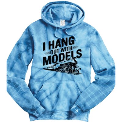 I Hang Out With Models Conductor Model Train Railway Tie Dye Hoodie