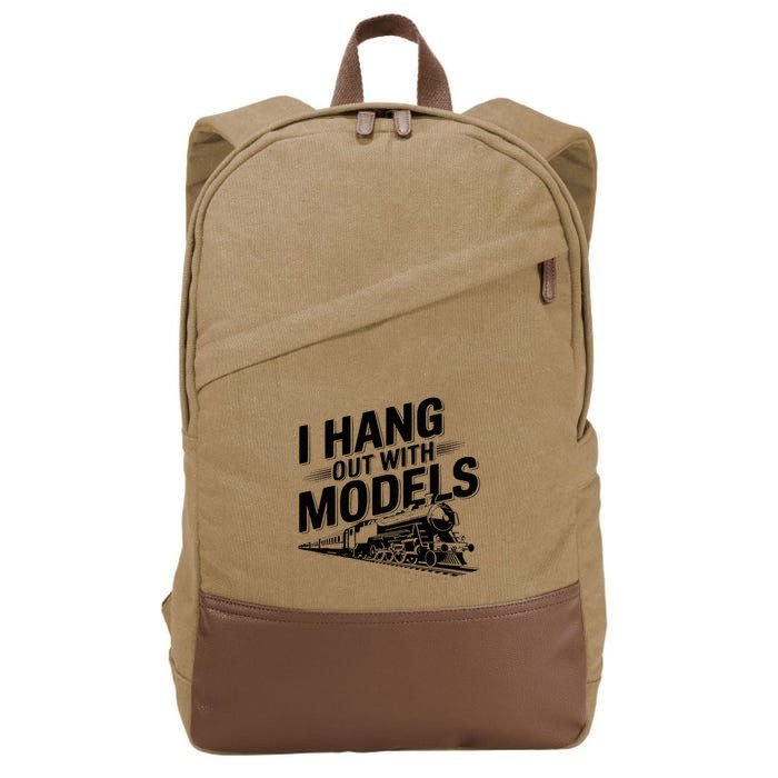 I Hang Out With Models Conductor Model Train Railway Cotton Canvas Backpack
