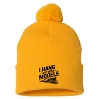 I Hang Out With Models Conductor Model Train Railway Pom Pom 12in Knit Beanie