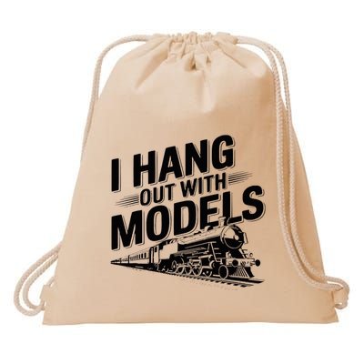 I Hang Out With Models Conductor Model Train Railway Drawstring Bag