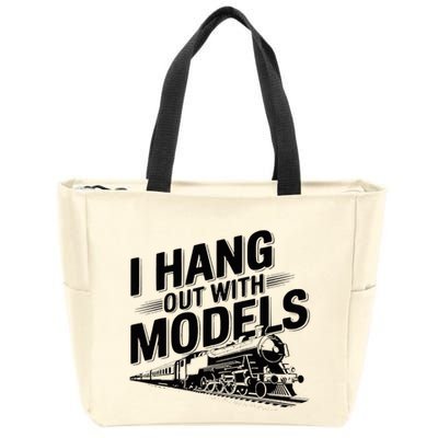 I Hang Out With Models Conductor Model Train Railway Zip Tote Bag