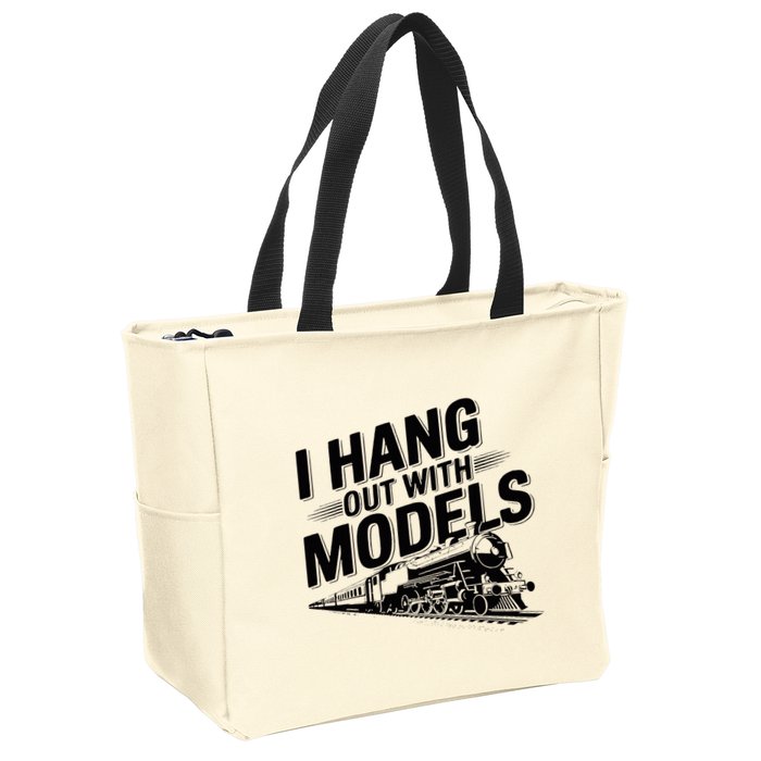 I Hang Out With Models Conductor Model Train Railway Zip Tote Bag