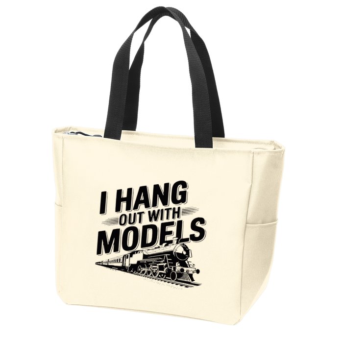 I Hang Out With Models Conductor Model Train Railway Zip Tote Bag