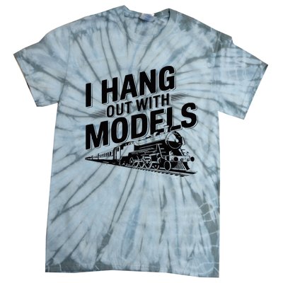 I Hang Out With Models Conductor Model Train Railway Tie-Dye T-Shirt