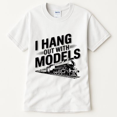 I Hang Out With Models Conductor Model Train Railway Tall T-Shirt