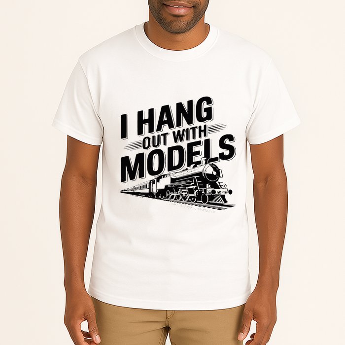I Hang Out With Models Conductor Model Train Railway Tall T-Shirt