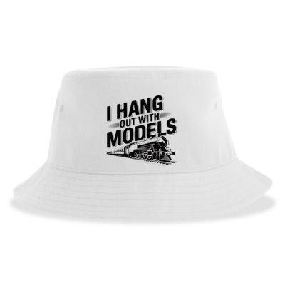 I Hang Out With Models Conductor Model Train Railway Sustainable Bucket Hat