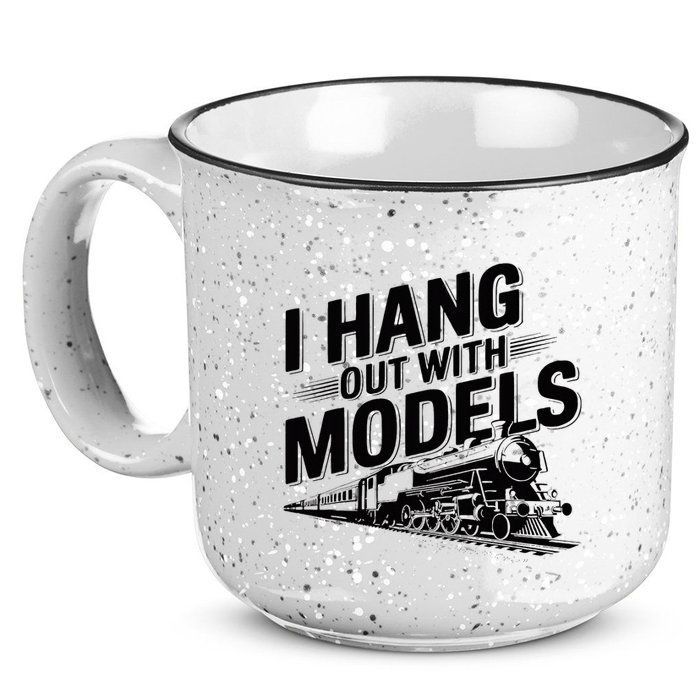 I Hang Out With Models Conductor Model Train Railway 15oz Campfire Ceramic Mug