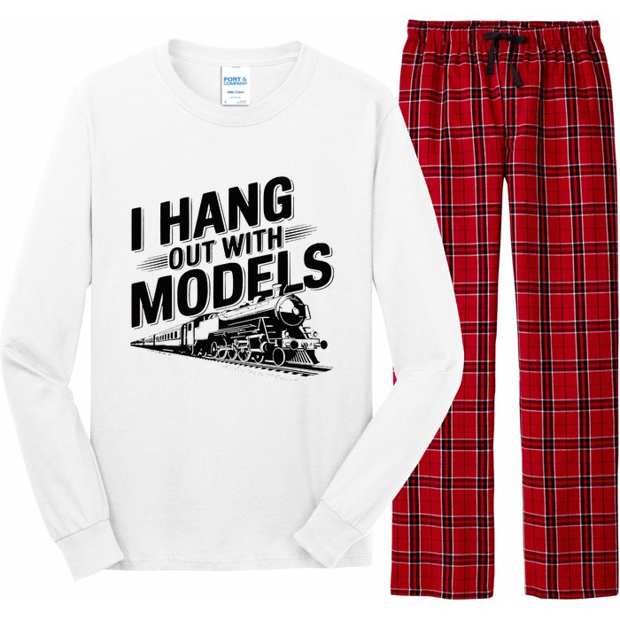 I Hang Out With Models Conductor Model Train Railway Long Sleeve Pajama Set