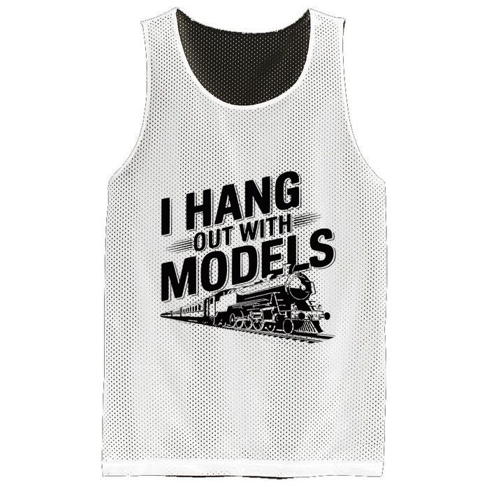 I Hang Out With Models Conductor Model Train Railway Mesh Reversible Basketball Jersey Tank