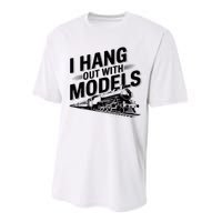 I Hang Out With Models Conductor Model Train Railway Performance Sprint T-Shirt