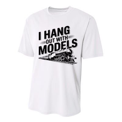 I Hang Out With Models Conductor Model Train Railway Performance Sprint T-Shirt