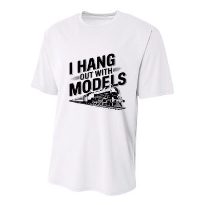 I Hang Out With Models Conductor Model Train Railway Youth Performance Sprint T-Shirt