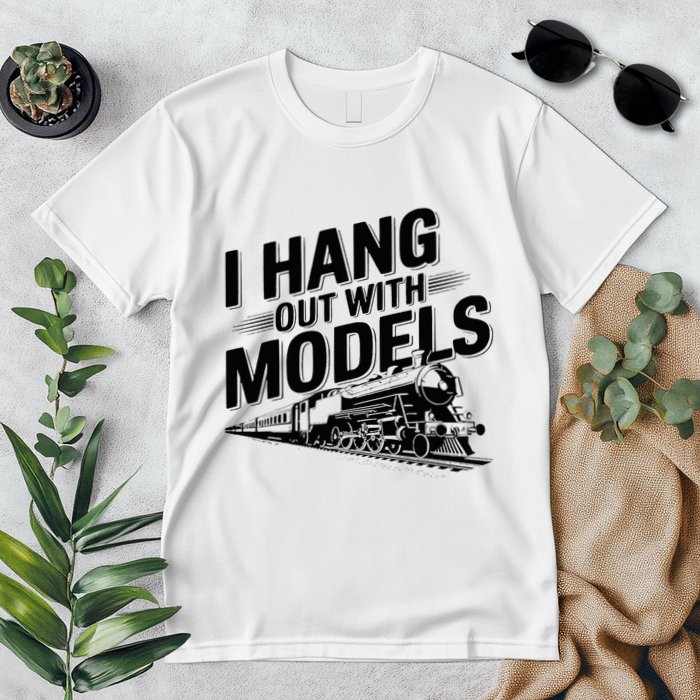 I Hang Out With Models Conductor Model Train Railway Premium T-Shirt