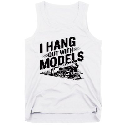 I Hang Out With Models Conductor Model Train Railway Tank Top