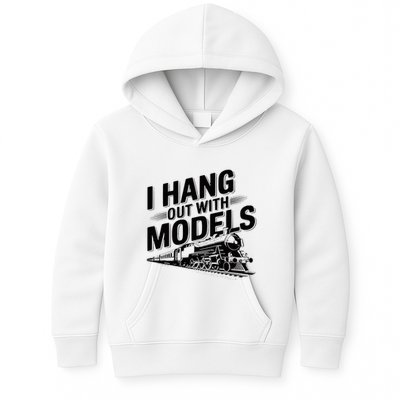 I Hang Out With Models Conductor Model Train Railway Kids Hoodie