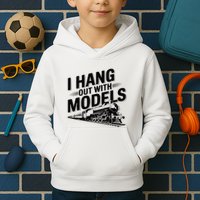 I Hang Out With Models Conductor Model Train Railway Kids Hoodie
