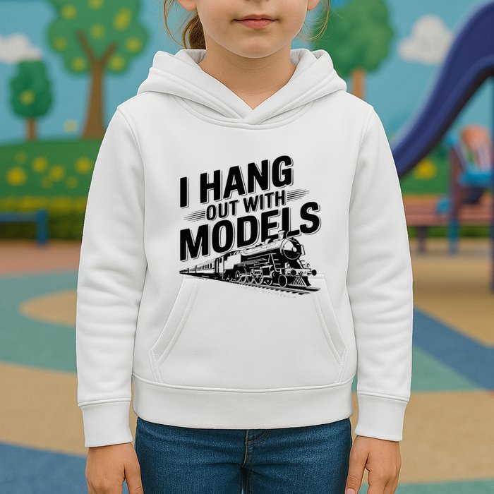 I Hang Out With Models Conductor Model Train Railway Kids Hoodie