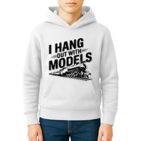 I Hang Out With Models Conductor Model Train Railway Kids Hoodie
