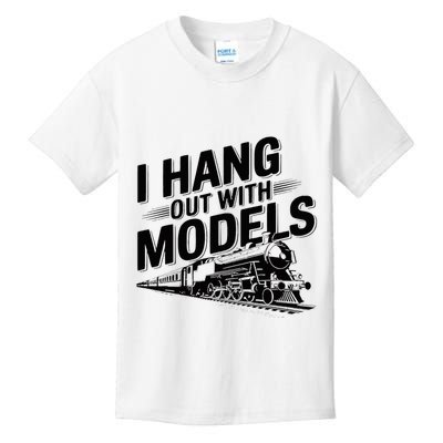 I Hang Out With Models Conductor Model Train Railway Kids T-Shirt