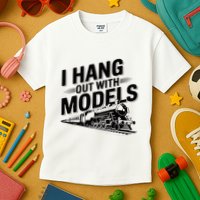 I Hang Out With Models Conductor Model Train Railway Kids T-Shirt