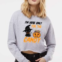 I'm Here Only For The Candy Cropped Pullover Crew